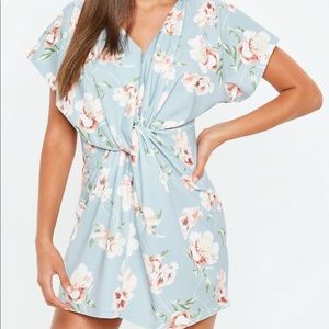 Missguided Blue Knot Front Dress Floral